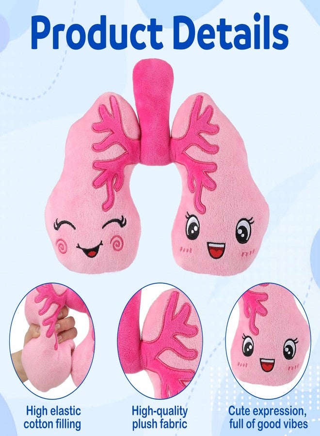 RoundFunny Soft Breathing Stuffed Animal Respiratory Therapist Gifts Pink Plush Lung Toy Organ Pillow Cute Anatomical Science Medical Gift Plush Lung Cancer Awareness Products, 10 x 9 x 2 Inch - Image 3